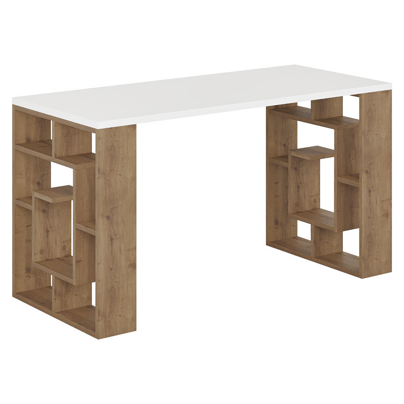 Birou Labirent culoarea nuc - alb140x60x75cm