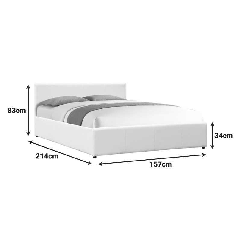 Cadru de pat cu somiera si deopzitare telescopica Dellia Alb 157x214x83 cm