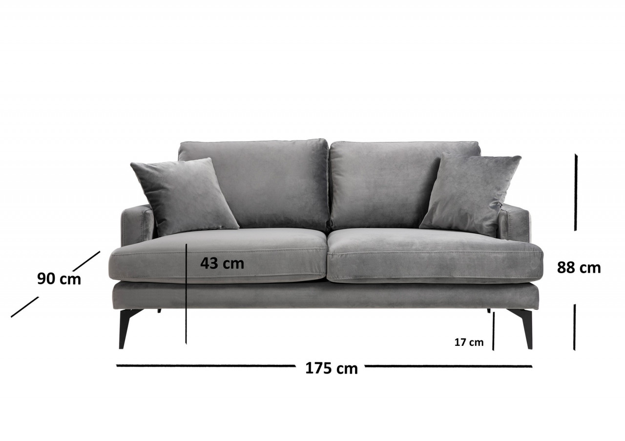 Canapea 2 locuri Leyla Antracit 180x63 cm - 3 | YEO