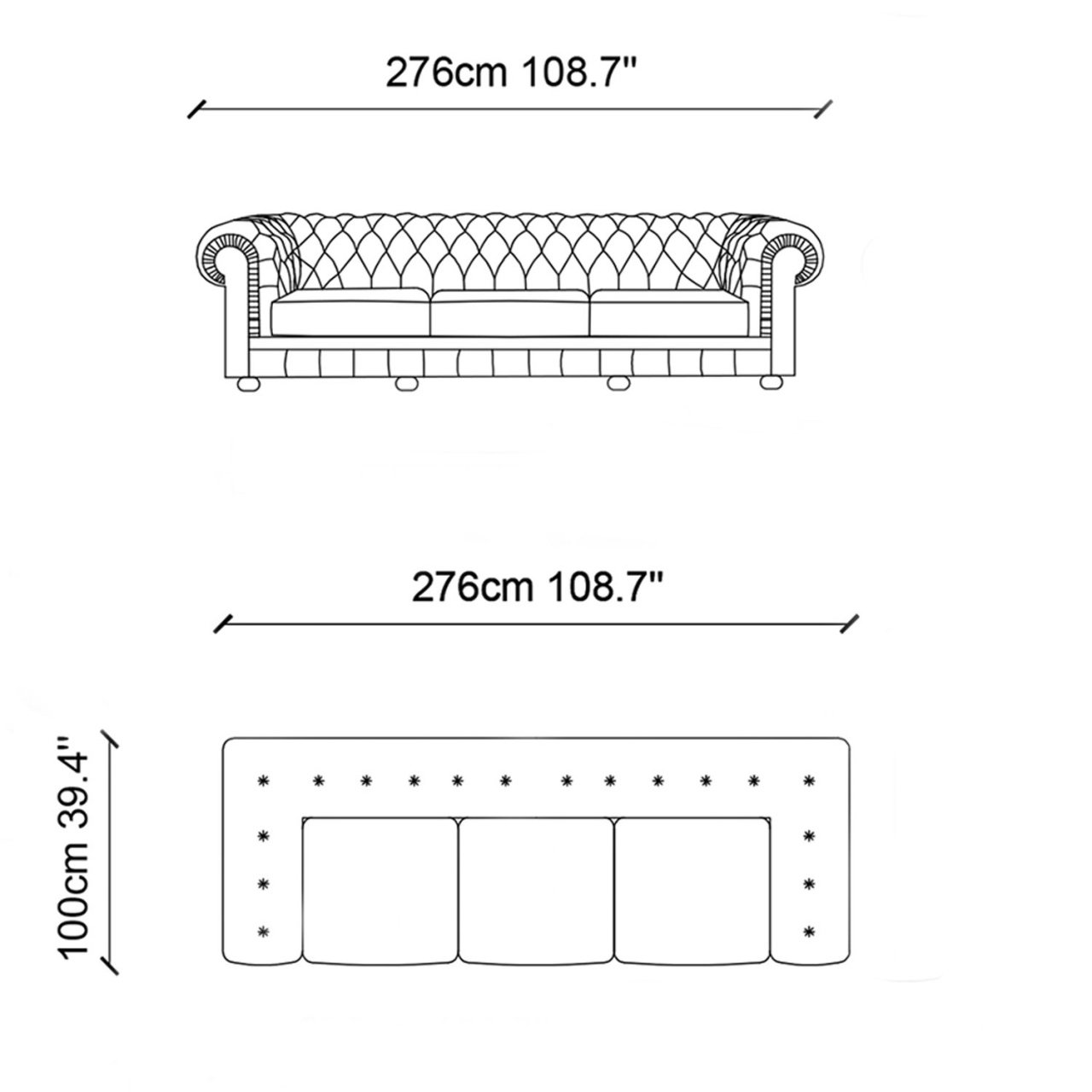 Canapea 4 locuri Cupon Maro 276x100x78 cm