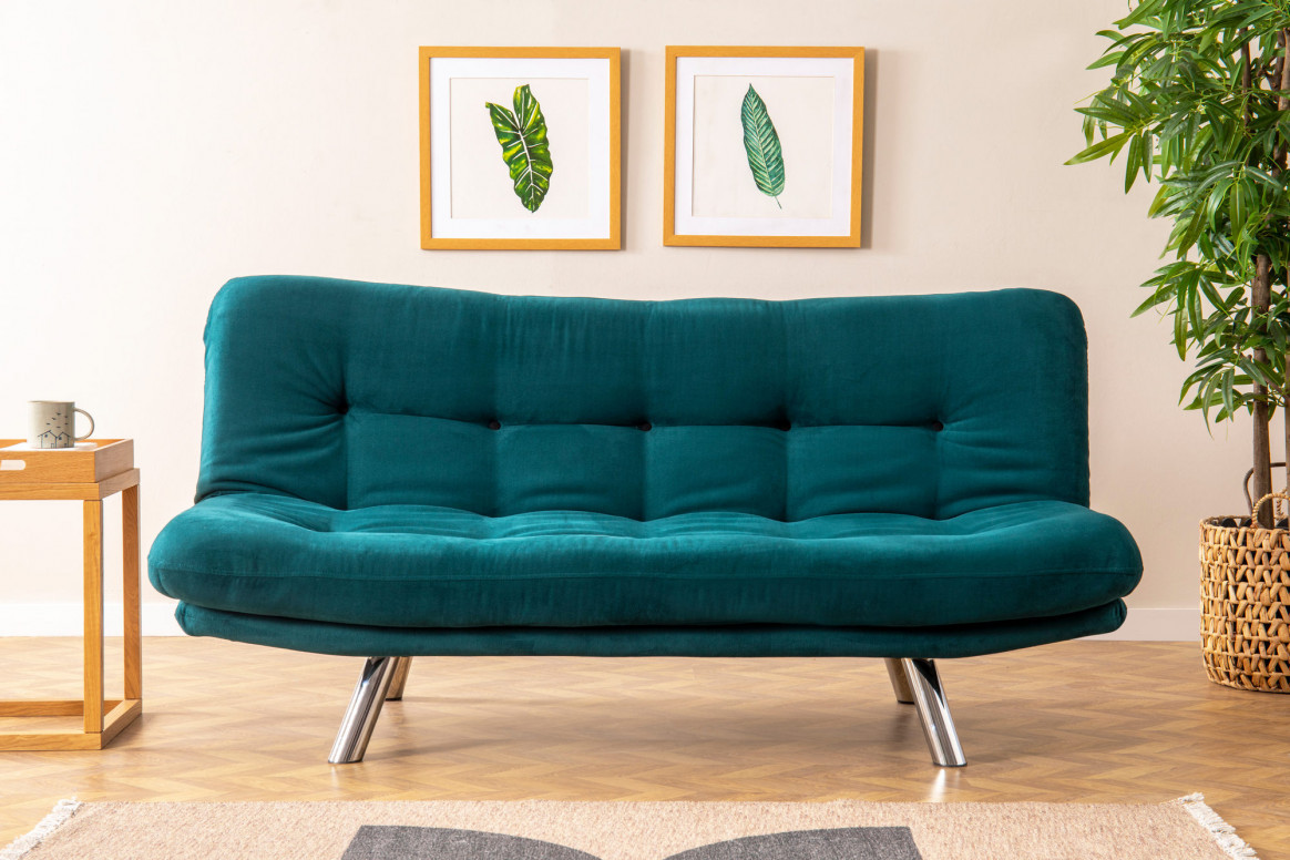 Canapea Extensibila, 3 Locuri Misa Small Sofabed Petrol Verde - 1 | YEO