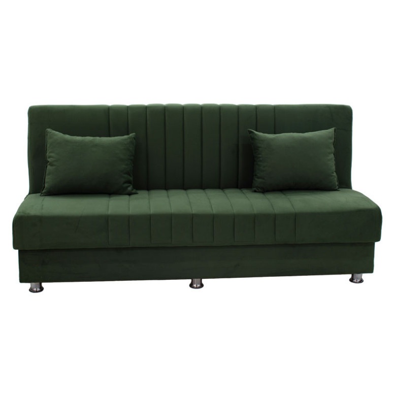 Canapea extensibila cu 3 locuri, Pako World, Romina, Catifea Verde, 180 x 75 x 80 cm - 2 | YEO