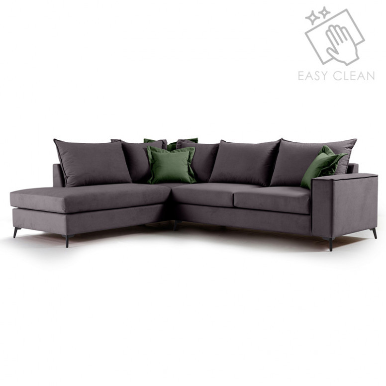 Coltar Dreapta Boston Gri Inchis - Verde Inchis 290x235x95 cm