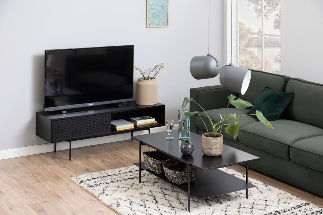 Comoda TV Angus, Negru, 44.5x140x40 cm