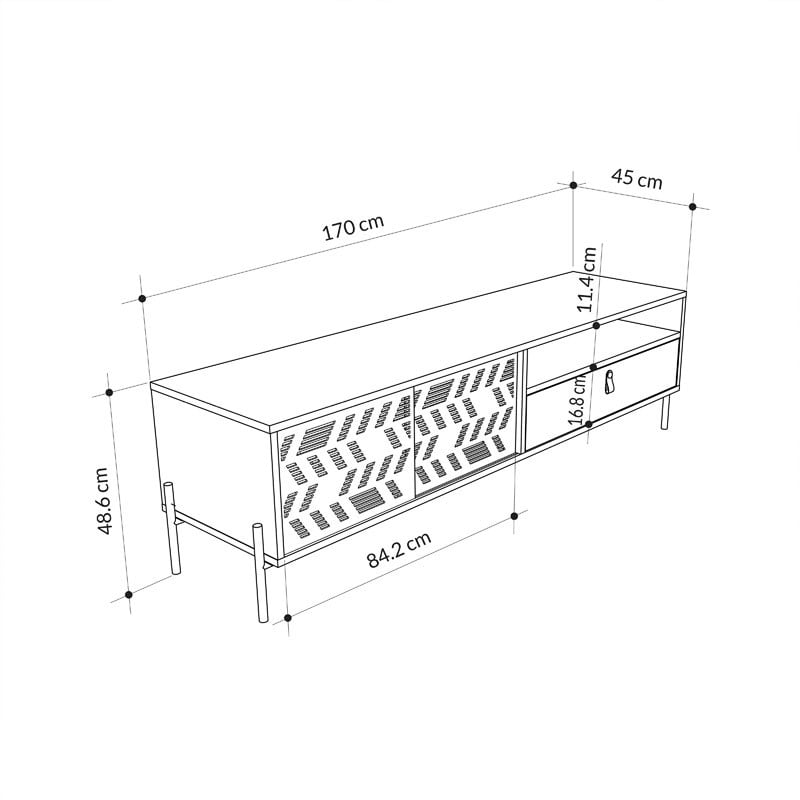 Comoda TV Melati culoare lemn natural 170x45x48.5cm - 3 | YEO