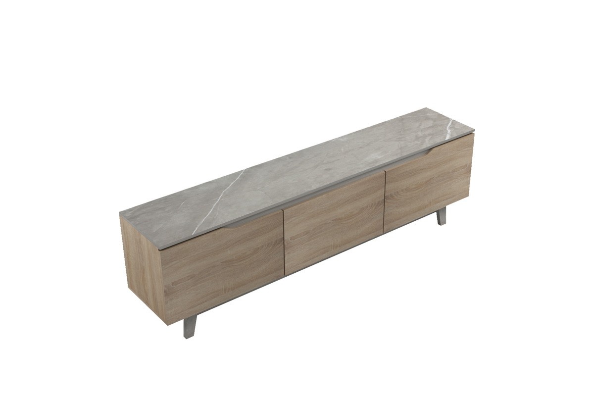 Comoda TV, Pako Word, Kasandra, Gri deschis marmura, 180 x 35 x 48 cm - 1 | YEO