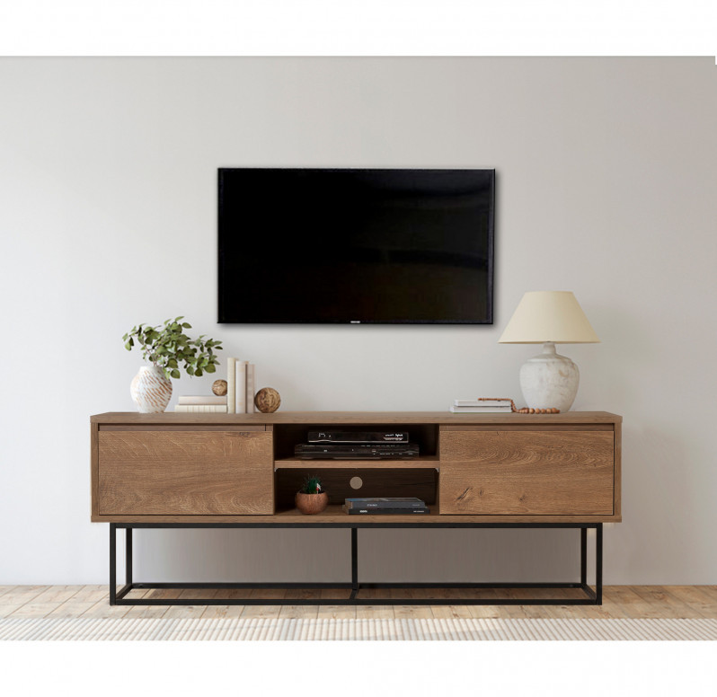 Comoda TV Rodez 140 Walnut-Negru