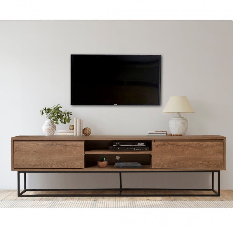 Comoda TV Rodez 180 Walnut-Negru