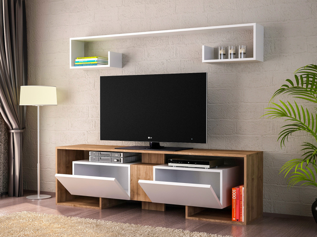 Comoda TV Rose - Alb, Walnut - 1 | YEO