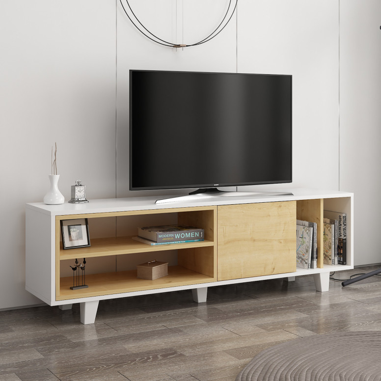 Comoda TV Rosmar - Alb, Oak