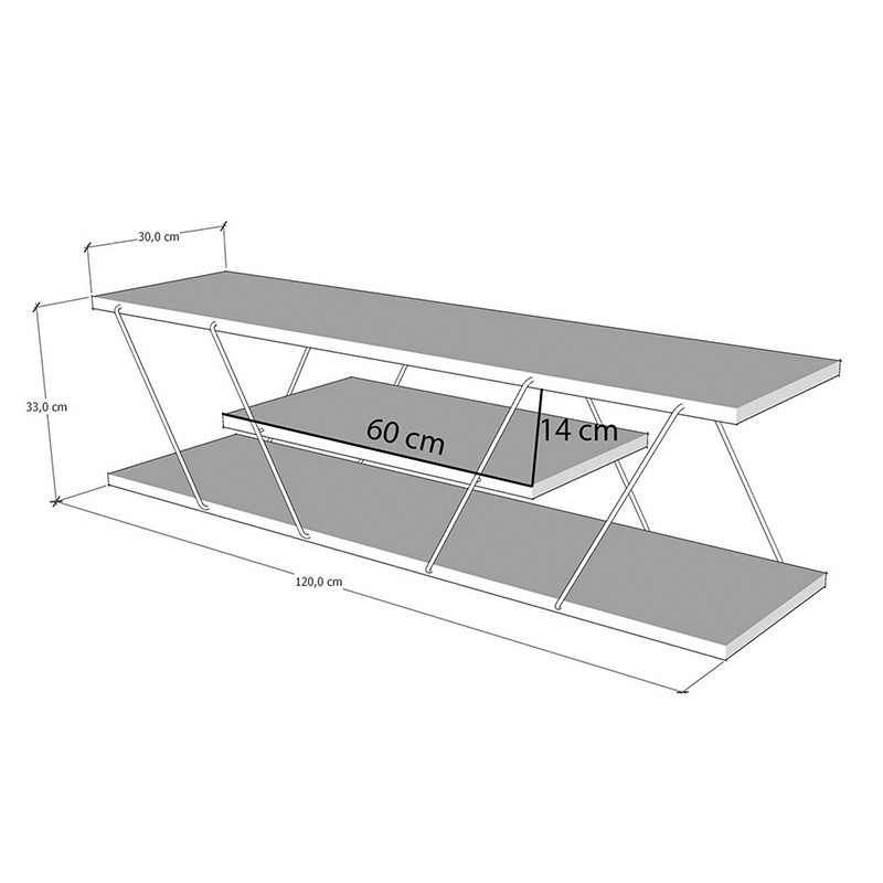 Comoda TV TARS culoarea sonoma cu detalii negre 120x30x33cm