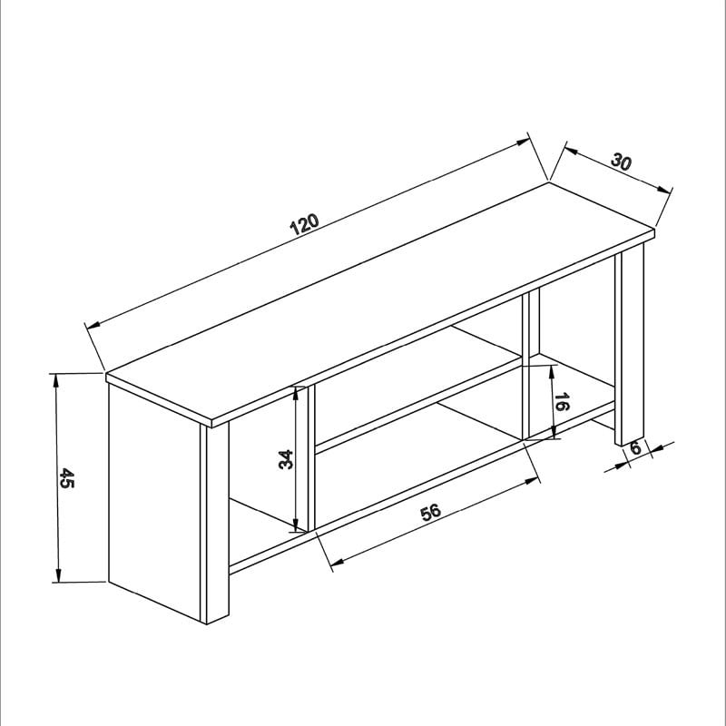 Comoda TV Tserium melaminat culoare lemn natural 120x30x45cm