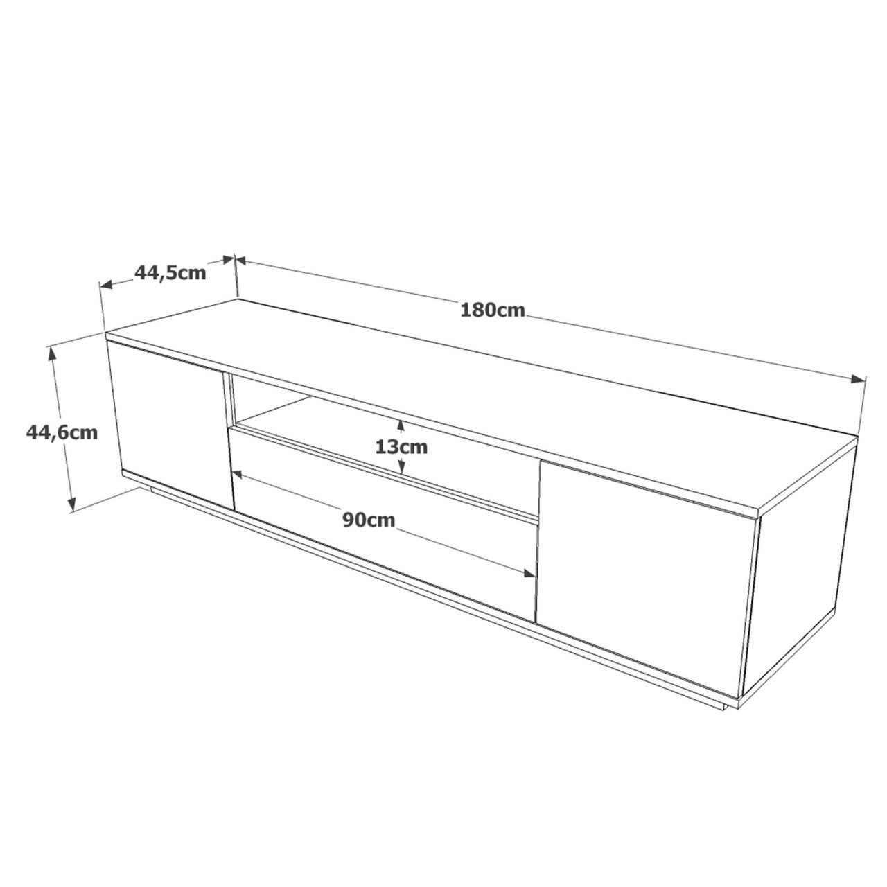 Consola TV Fr7 Antracit 180x44.6x44.5 cm