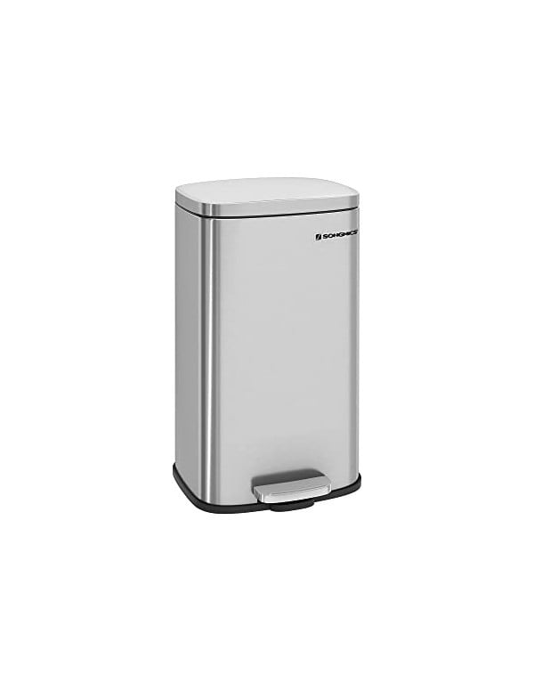 Cos de gunoi pentru bucatarie, Songmics, 30L, Soft Close, Silver