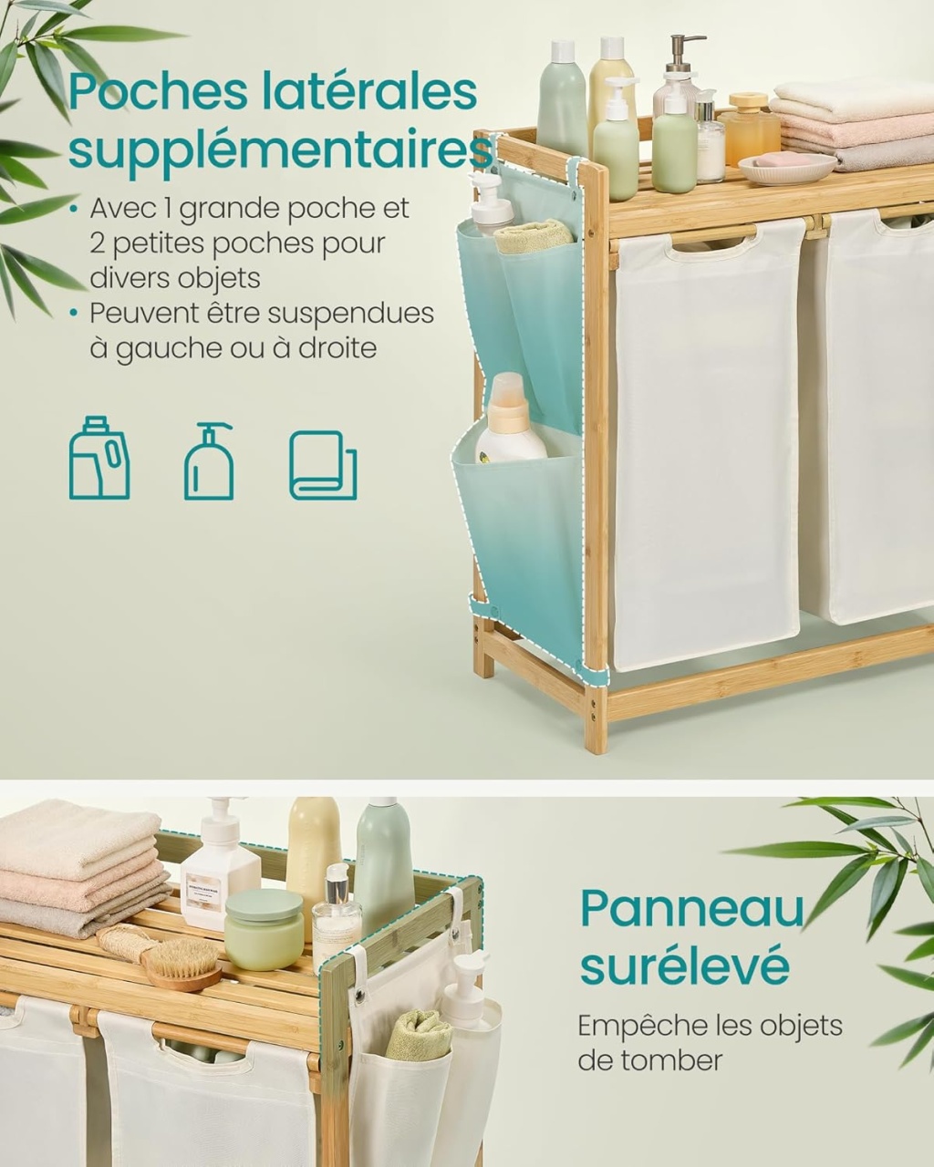 Cos de rufe Crem Songmics 67.3x33x78 cm - 4 | YEO