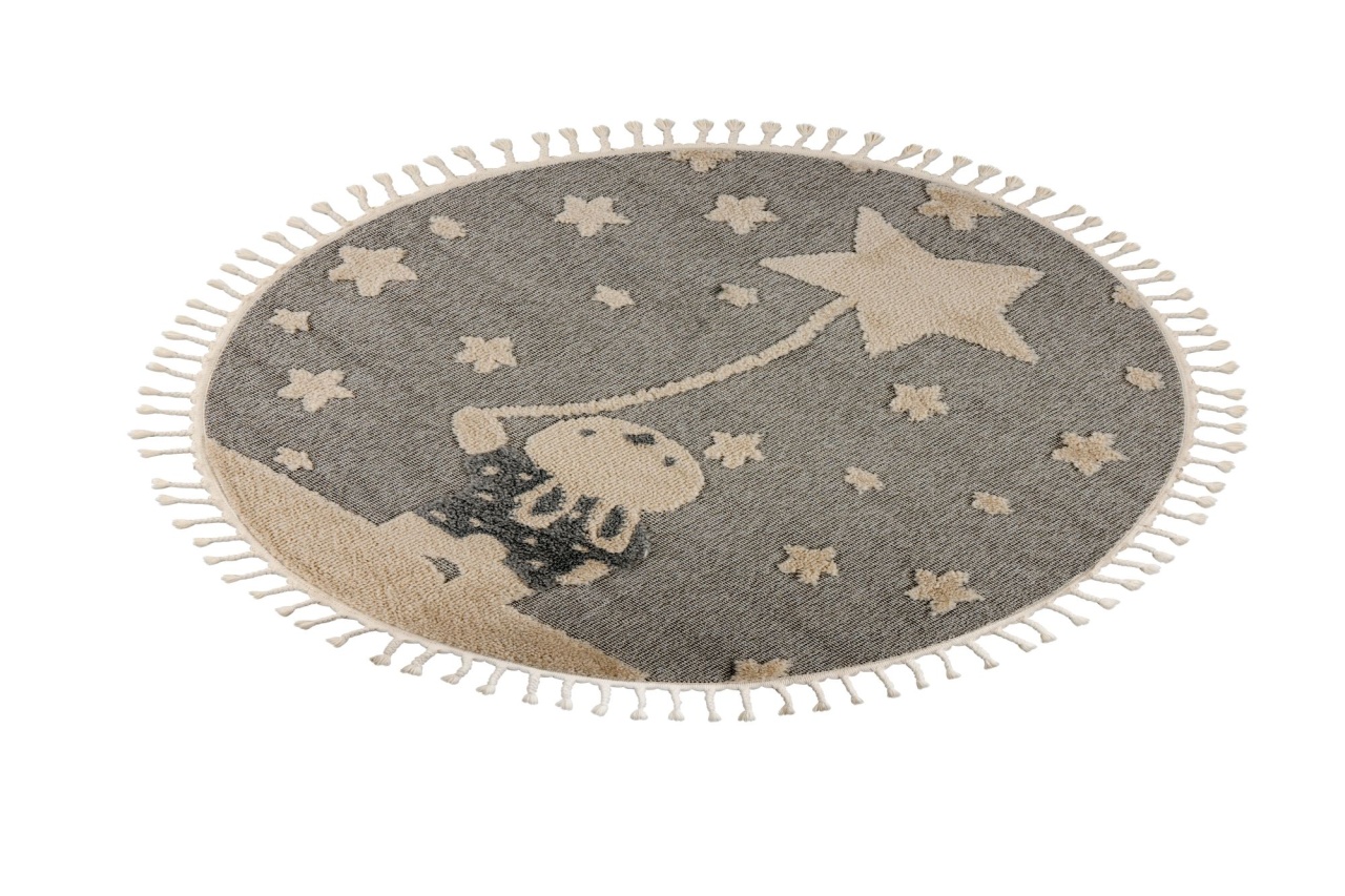 Covor rotund copii Fano Gri 133x133 cm - 1 | YEO