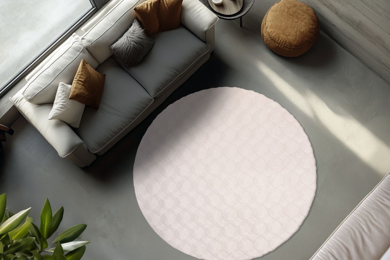 Covor rotund Diamond Cut Crem 120x120 cm - 3 | YEO