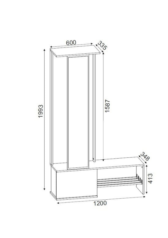 Cuier pentru Hol Ponte - Alb, Walnut - 1 | YEO