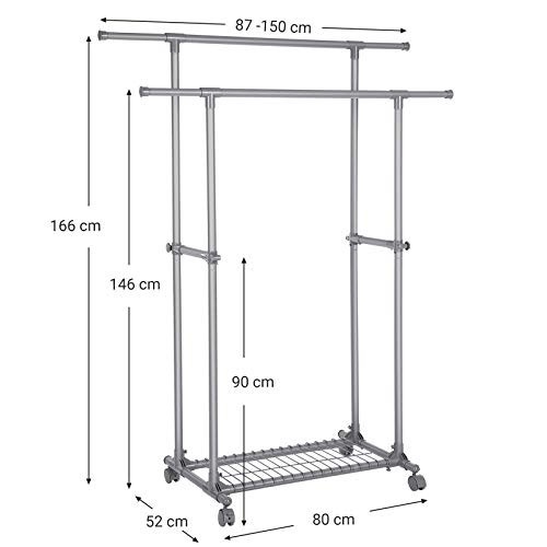 Cuier stender, Songmics, Gri, 87-150x52x166 - 3 | YEO