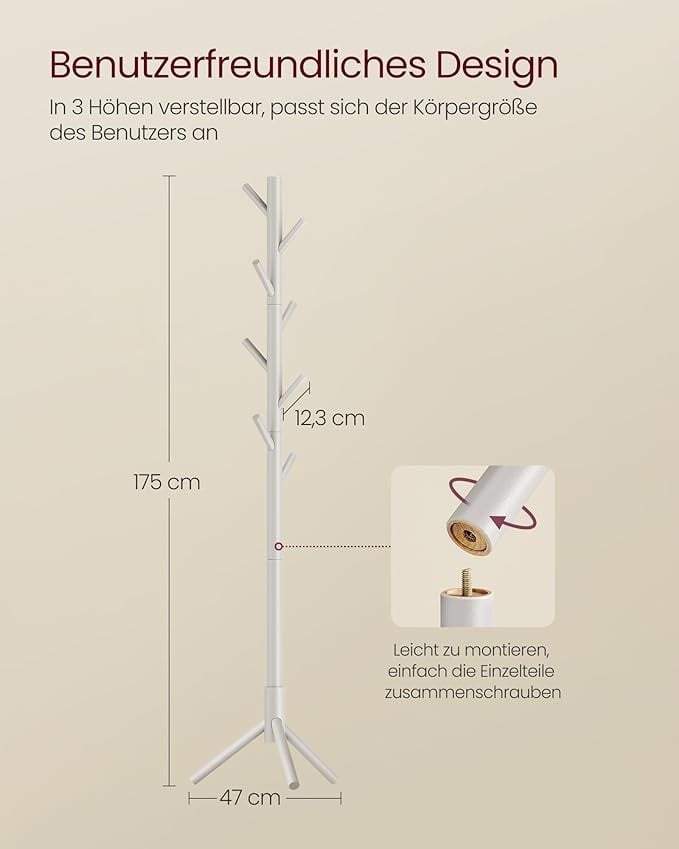 Cuier Vasagle Bej 47x47x175 cm - 4 | YEO