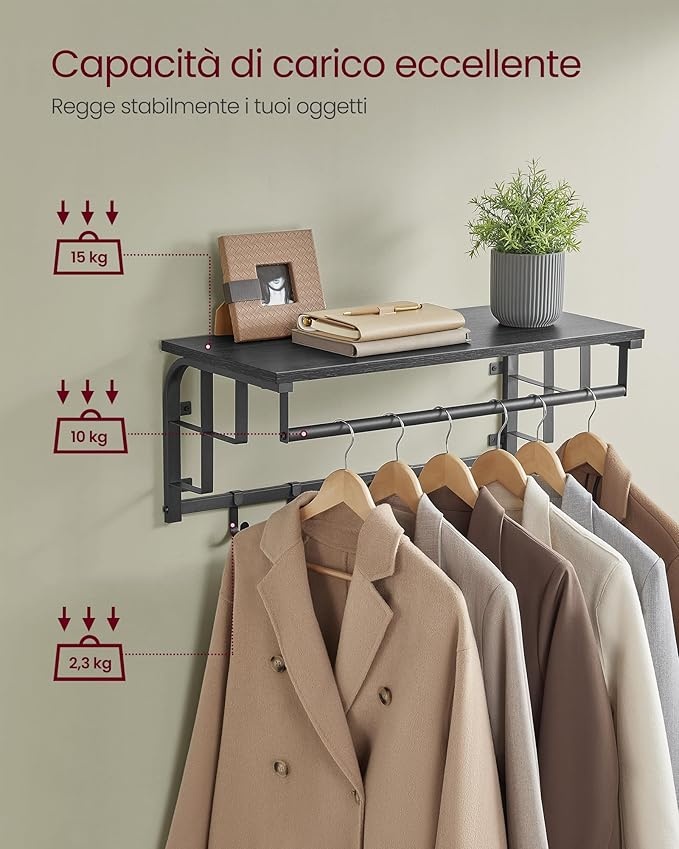Cuier Vasagle Gri 66x30x27 cm - 4 | YEO