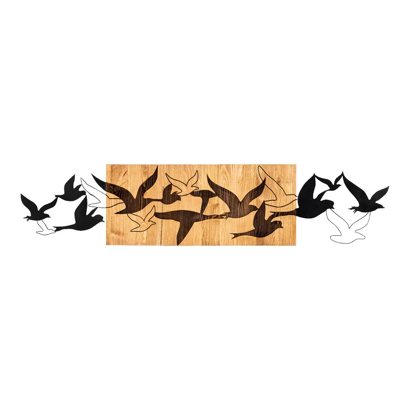 Decoratiune de perete Excore, Pako World, Lemn de pin, Natural, 111x3x25 cm
