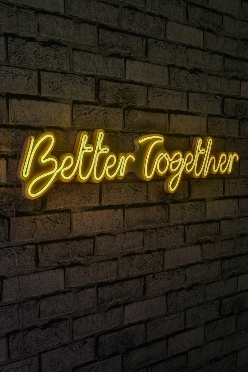 Decoratiune luminoasa LED de perete Better Together Galben 84x16x2 cm - 1 | YEO