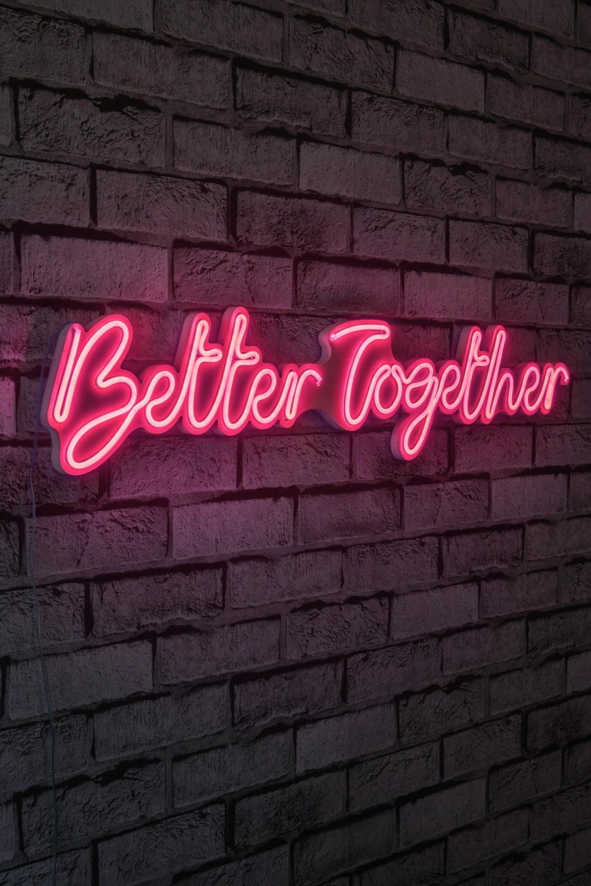 Decoratiune luminoasa LED de perete Better Together Roz 84x16x2 cm - 1 | YEO