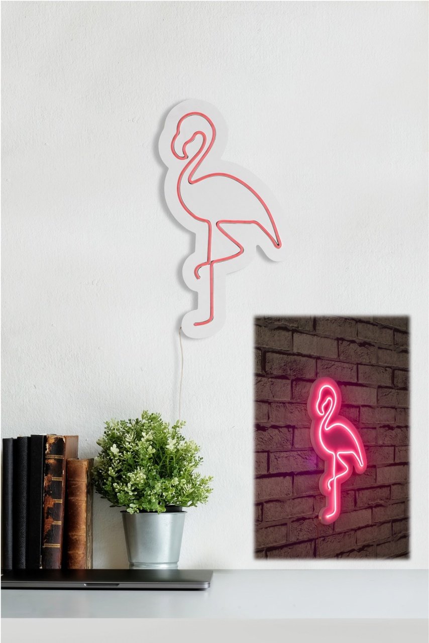 Decoratiune luminoasa LED de perete Flamingo Roz 42x23x2 cm - 2 | YEO