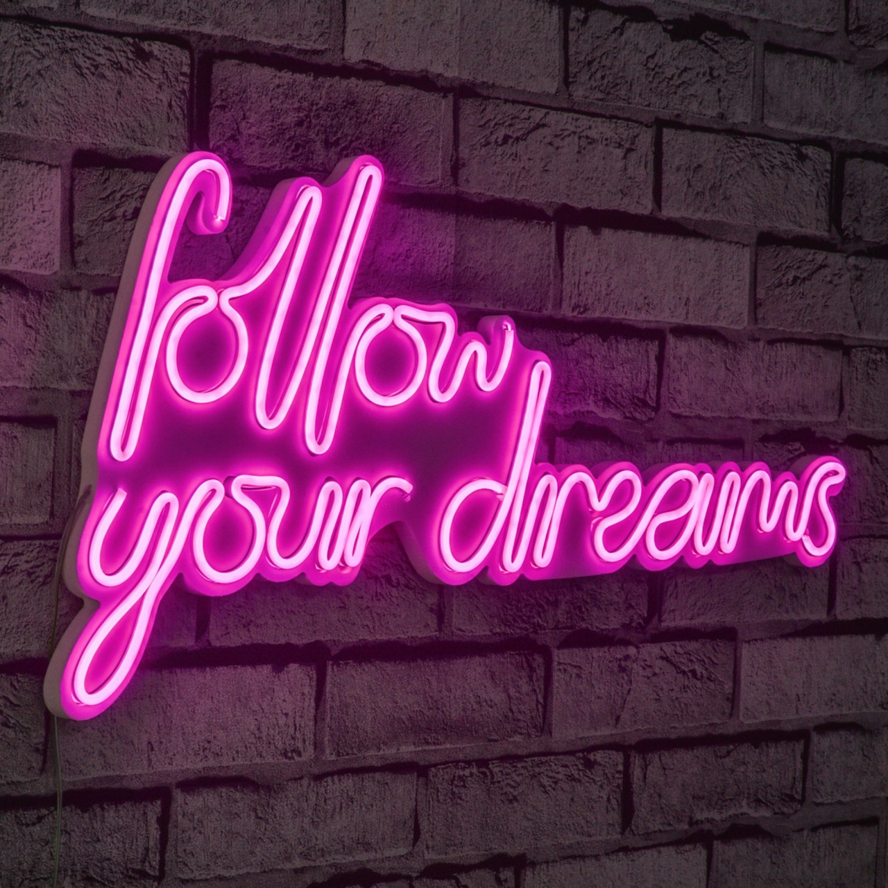 Decoratiune luminoasa LED de perete Follow Your Dreams Roz 60x32x2 cm