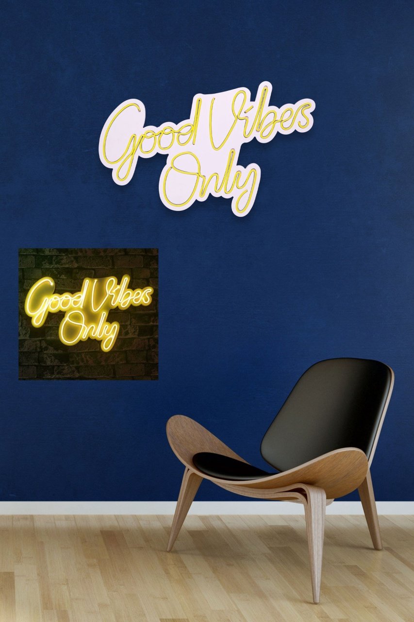 Decoratiune luminoasa LED de perete Good Vibes Only 2 Galben 37x62x2 cm - 3 | YEO