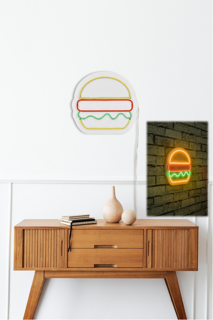 Decoratiune luminoasa LED de perete Hamburger Multicolor 28x27x2 cm - 3 | YEO