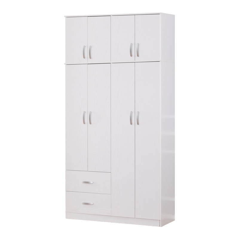 Dulap 4 usi cu 2 sertare si etajera Zelia Alb 120x42x240 cm