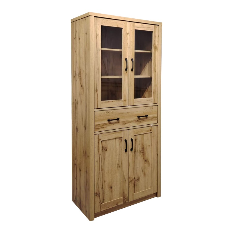 Dulap bucatarie cu vitrina Nisso Natural 80x40x183.5 cm