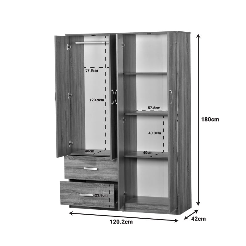 Dulap dormitor Zelia Pako World Sonoma 120x42x180 cm