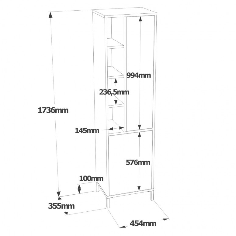 Dulap Pentru Baie VI2-WK Walnut-Alb - 4 | YEO