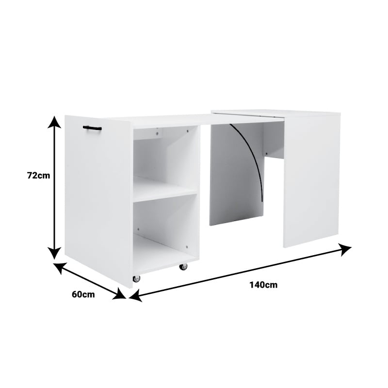 Dulap Polymorphic birou pliabil din melamina alb 140x60x72 cm