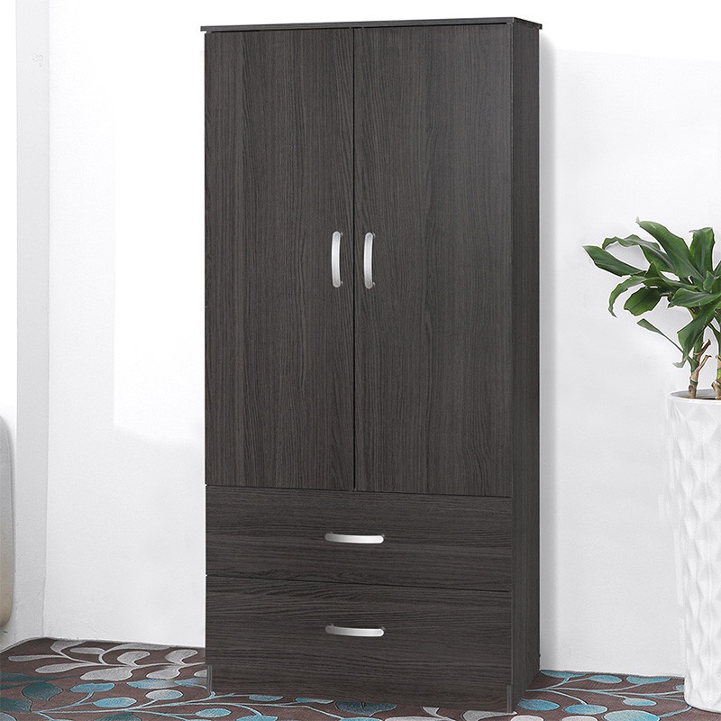 Dulap Zelia cu 2 usi si sertare culoare wenge 79x42x180cm - 2 | YEO