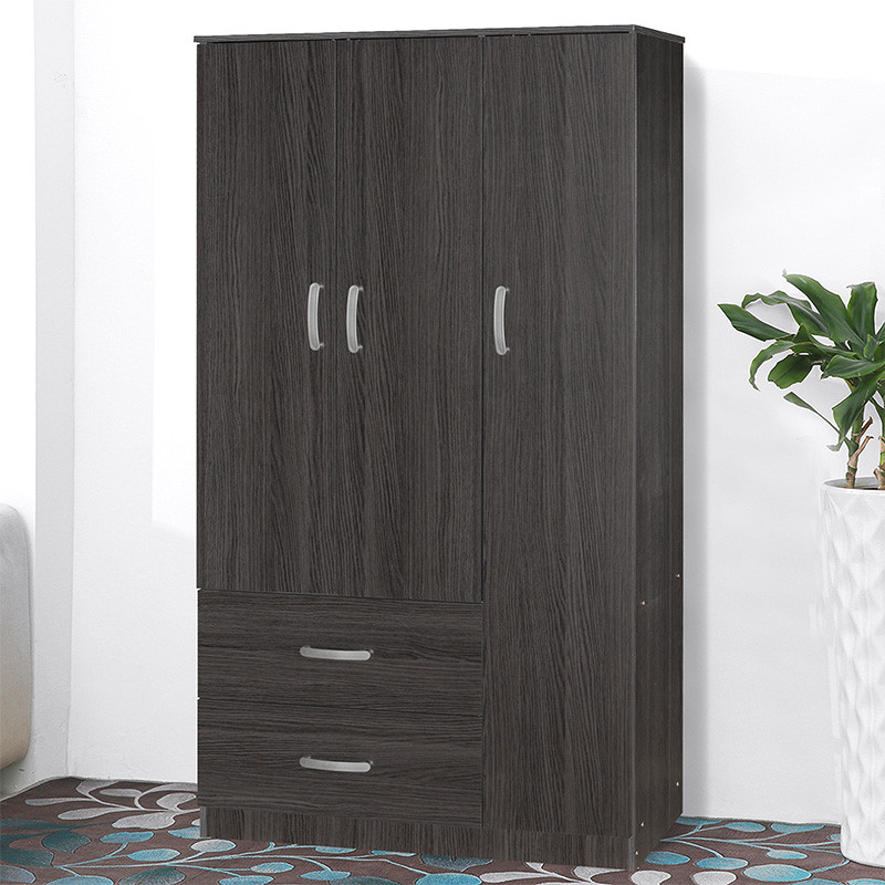 Dulap Zelia cu 2 usi si sertare culoare wenge90x42x180cm - 2 | YEO