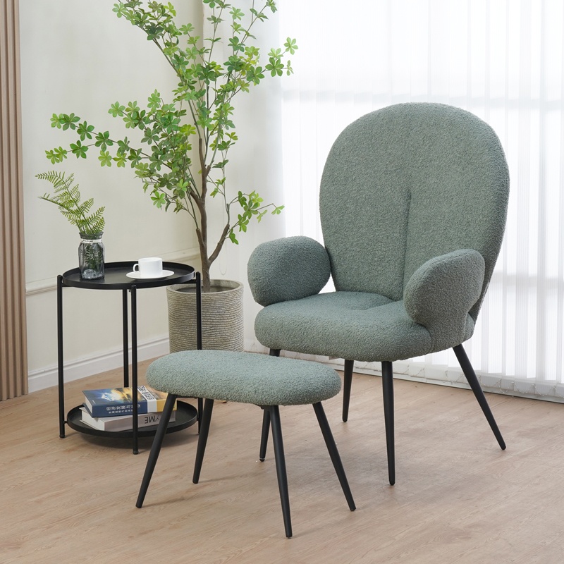 Fotoliu cu taburet Qarar, Pako World, Verde, 67x67x106 cm - 1 | YEO