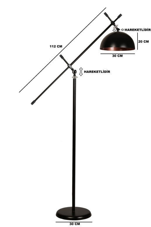 Lampadar Hans lambader siyah ayak retro 3 baslikli Negru/Crom - 1 | YEO