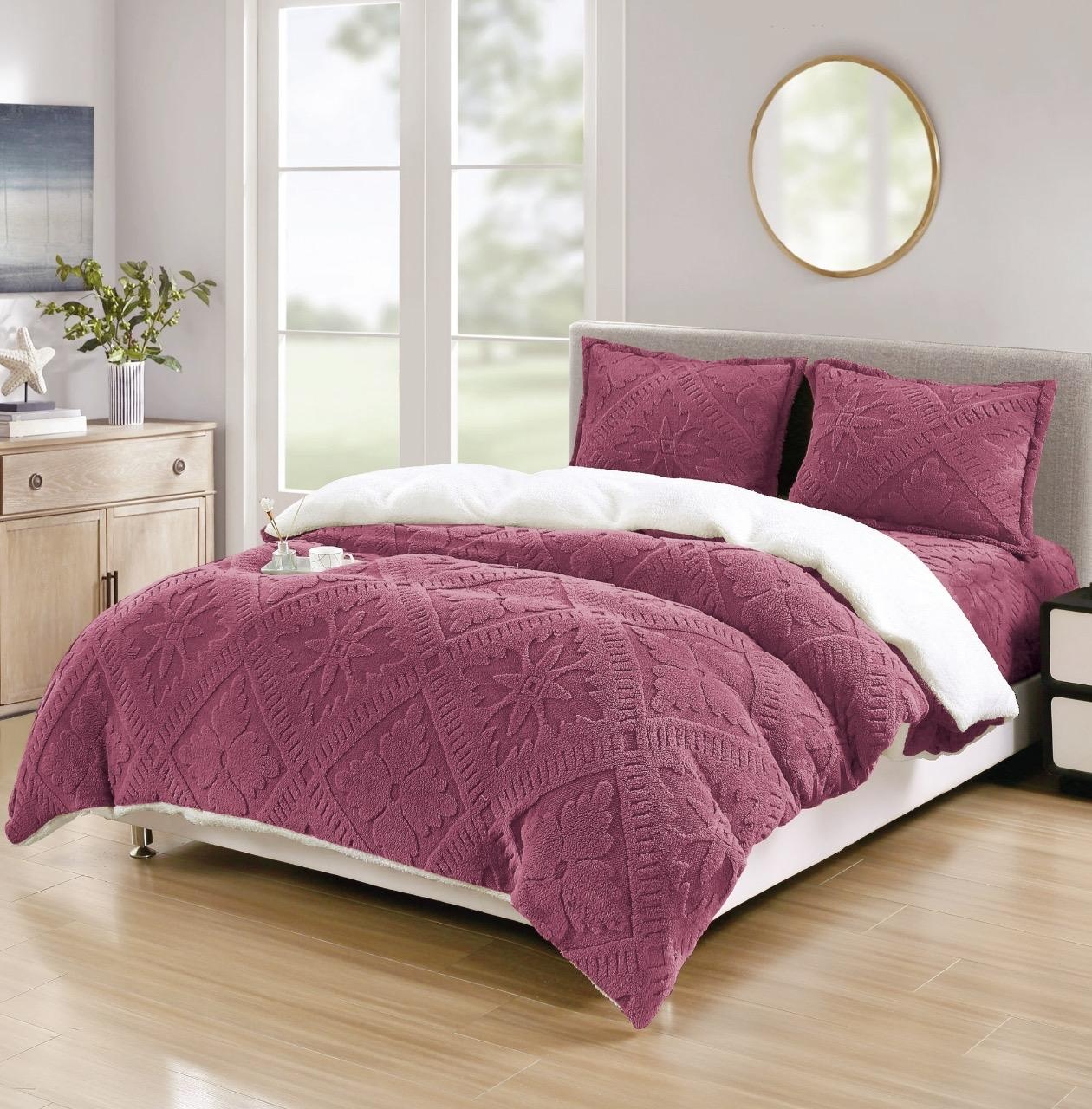 Lenjerie cu blanita, elastic 180x200 Sigma V19 Roz Inchis (Cocolino)