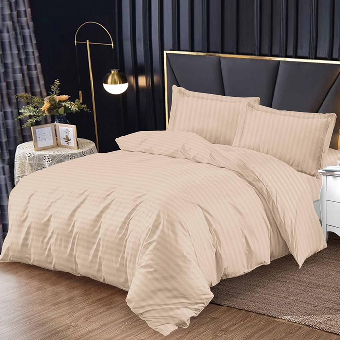 Lenjerie Damasc cu elastic 180x200 Bright V7 Bej deschis (Finet)