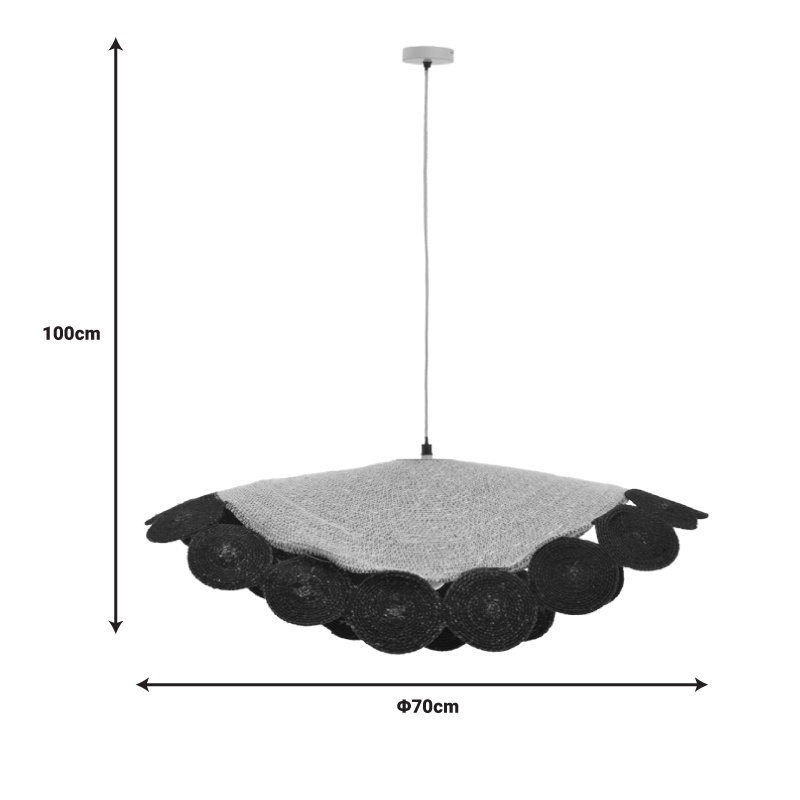 Lustra Kono natural-negru 70x70x100 cm