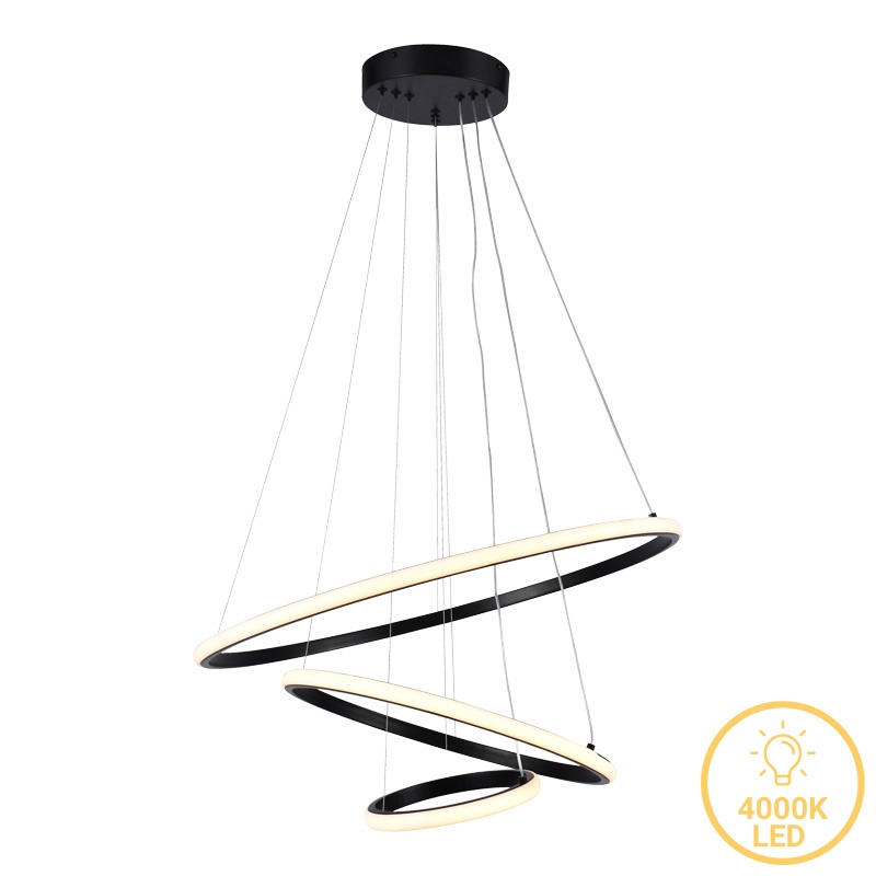 Lustra LED Pelia Negru 60x60x40 cm