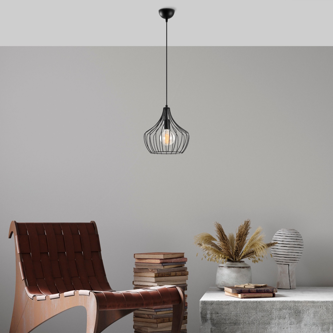 Lustra Mezopotamya Negru 27x27x126 cm