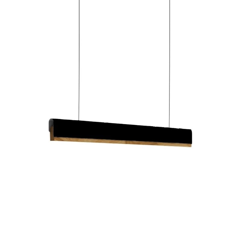 Lustra Rafmole LED metal negru si lemn 120x2.5x100 cm