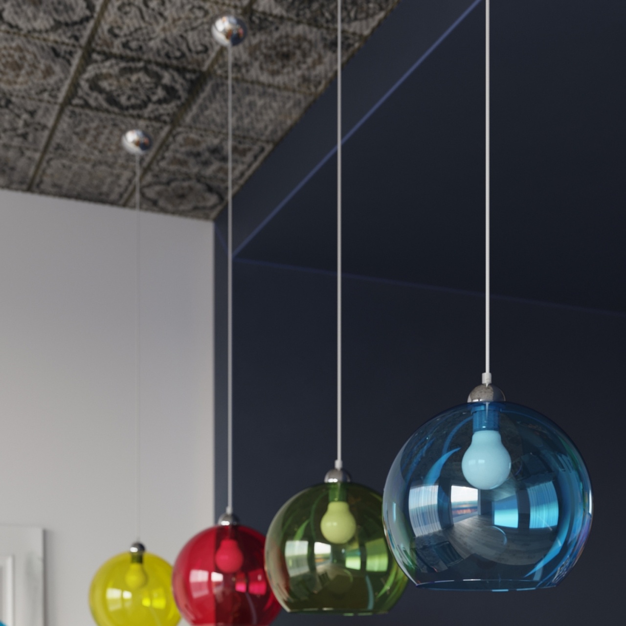 Lustra suspendata Ball Verde 30x30x120 cm