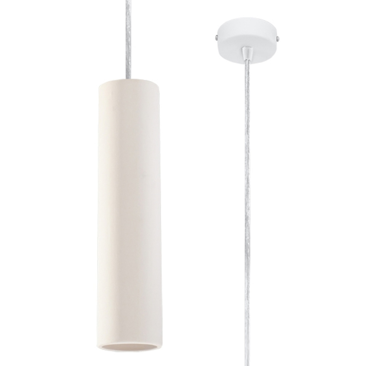 Lustra suspendata Nancy din ceramica Alb 8x8x132 cm