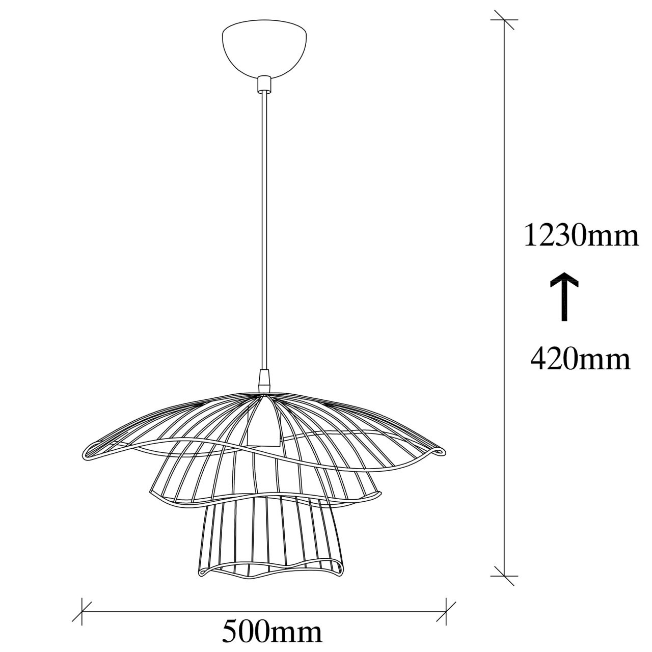 Lustra Tel Negru 123x50 cm - 2 | YEO